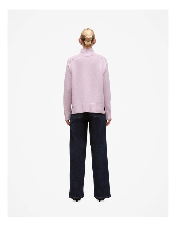 Merino Funnel Neck Pullover in Lilac image 6