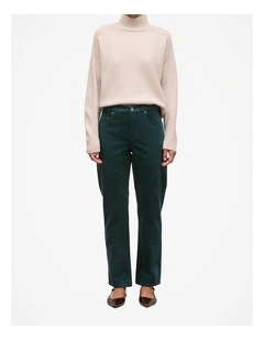 Cord Five Pocket Boyfriend Pant in Forest