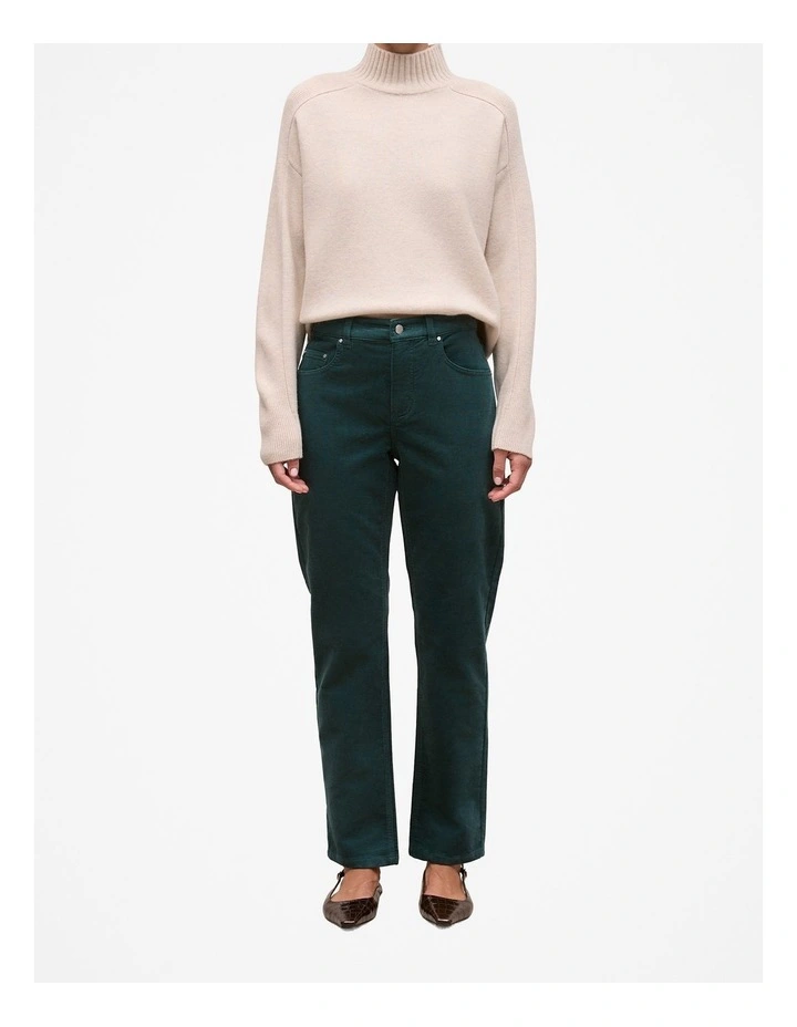 Cord Five Pocket Boyfriend Pant in Forest image 1