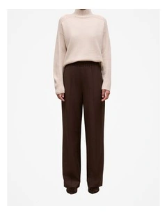Pintucked Pull On Pant in Coffee Bean