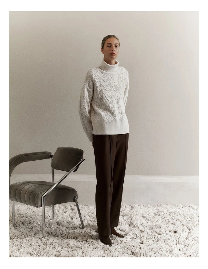 Pintucked Pull On Pant in Coffee Bean image 2