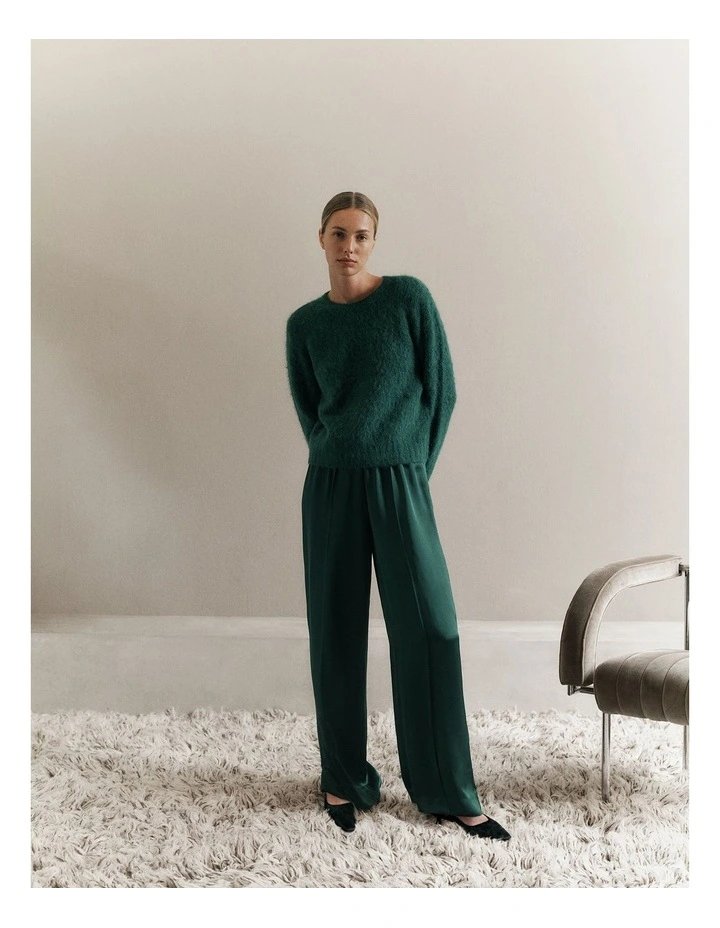 Satin Pull On Pant in Forest image 2