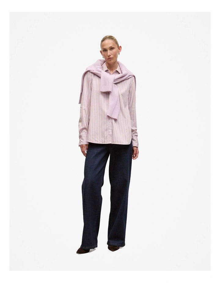 Double Stripe Long Sleeve Shirt in Lilac image 2