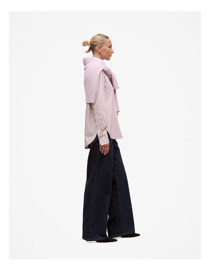 Double Stripe Long Sleeve Shirt in Lilac image 4
