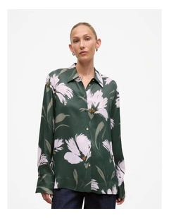 Wilda Satin Shirt in Forest