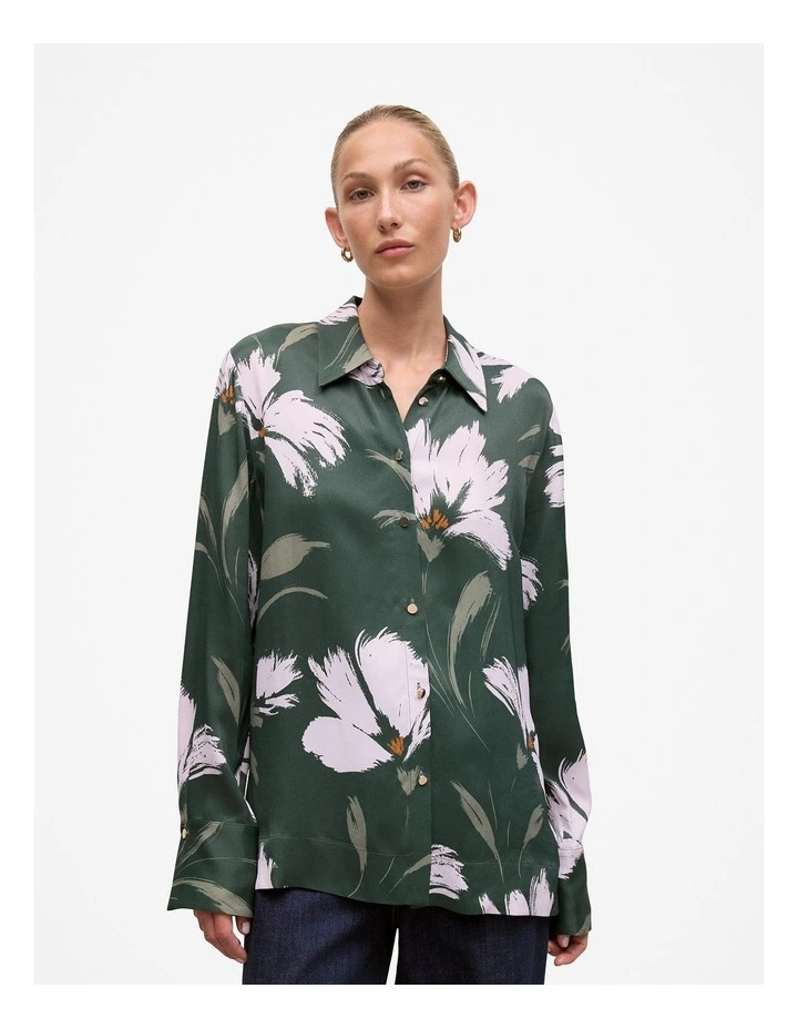 Wilda Satin Shirt in Forest image 1
