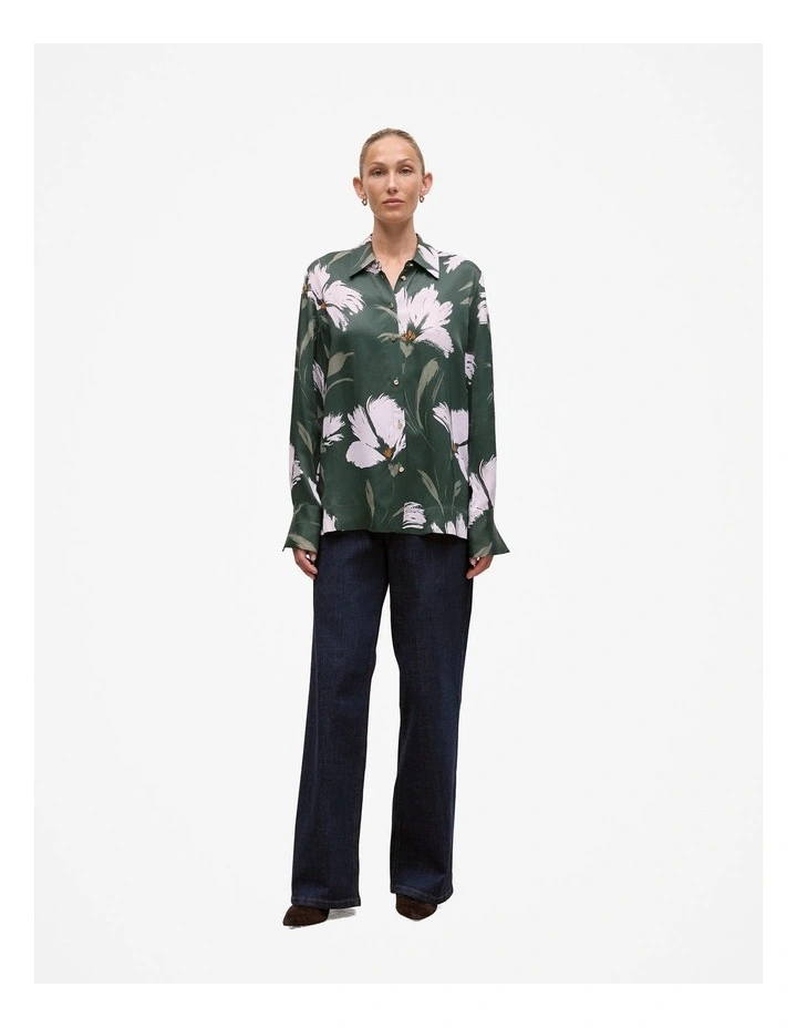 Wilda Satin Shirt in Forest image 3