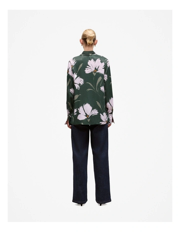 Wilda Satin Shirt in Forest image 6