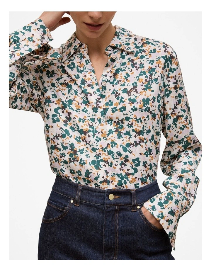 Liora Floral Mini Twill Shirt in Forest image 3