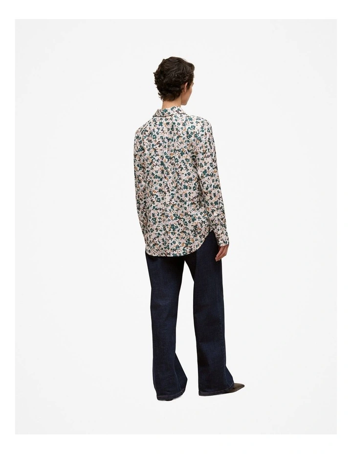 Liora Floral Mini Twill Shirt in Forest image 4