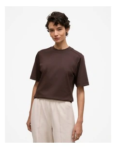 Cotton Modal Interlock T-shirt in Coffee Bean