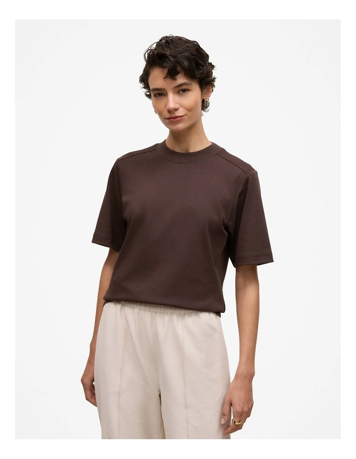 Cotton Modal Interlock T-shirt in Coffee Bean image 1