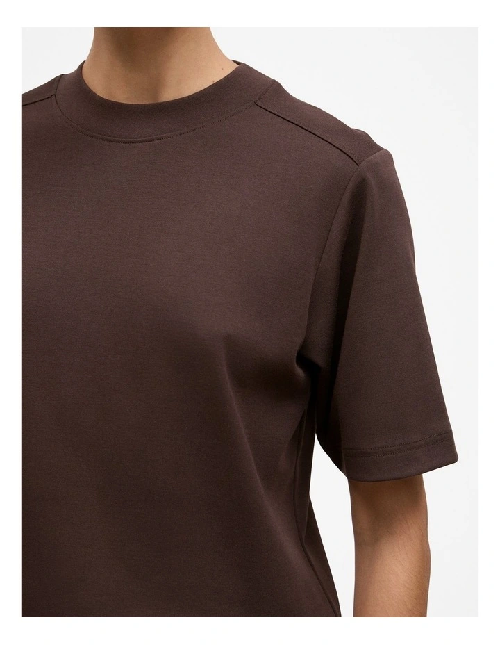 Cotton Modal Interlock T-shirt in Coffee Bean image 3