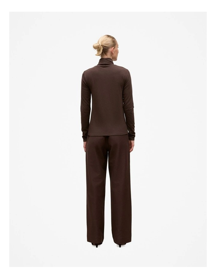 Soft Rib Rollneck Top in Coffee Bean image 5