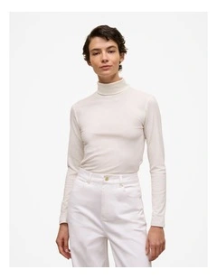 Soft Rib Rollneck Top in Marshmallow