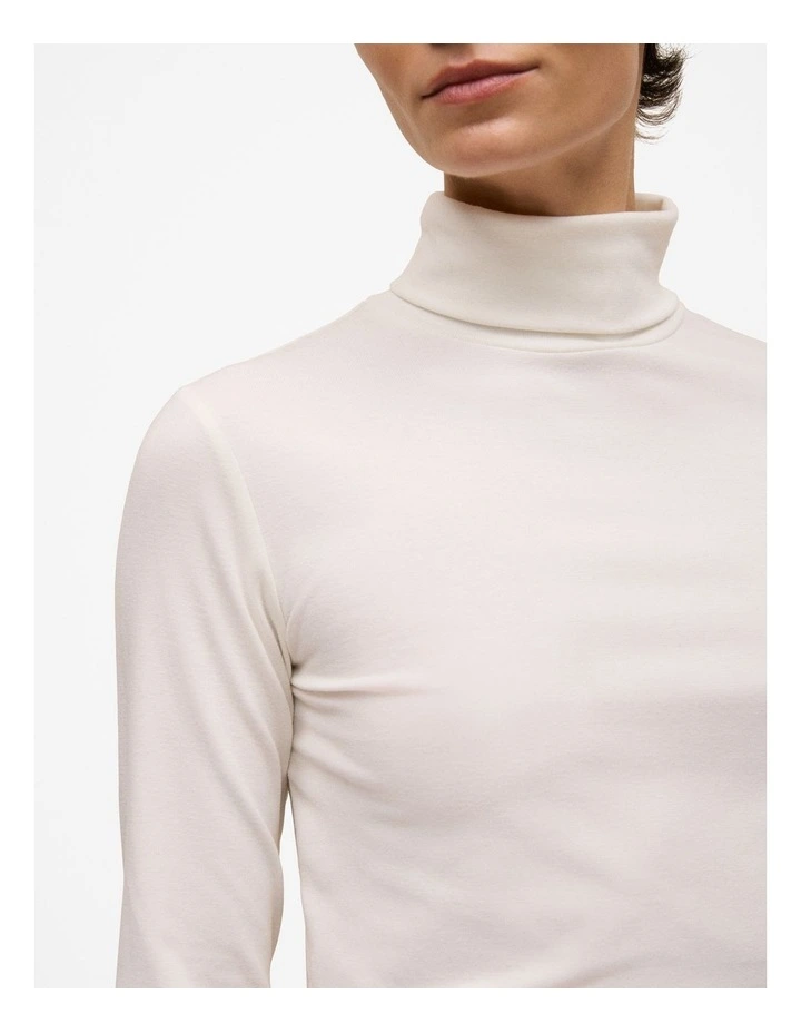Soft Rib Rollneck Top in Marshmallow image 3