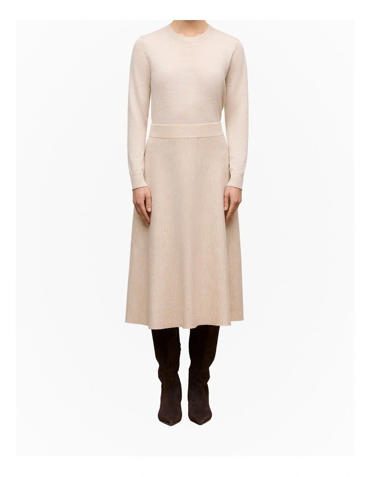Merino Milano Knit Skirt in Oat Marle image 1