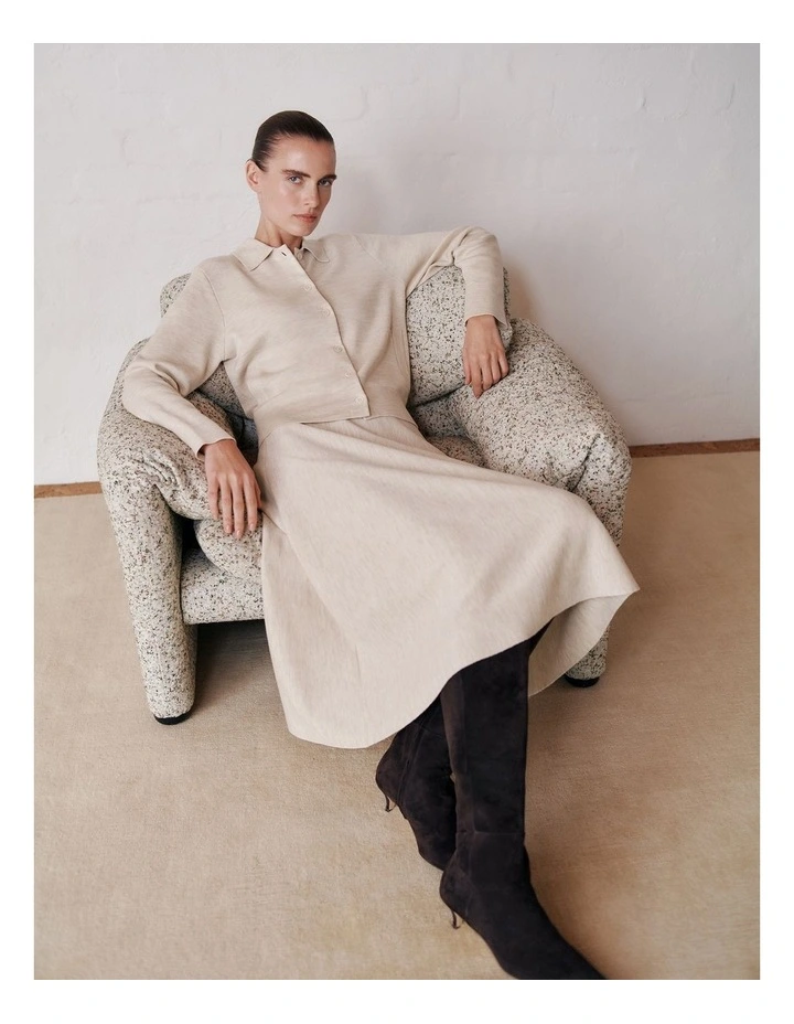 Merino Milano Knit Skirt in Oat Marle image 2