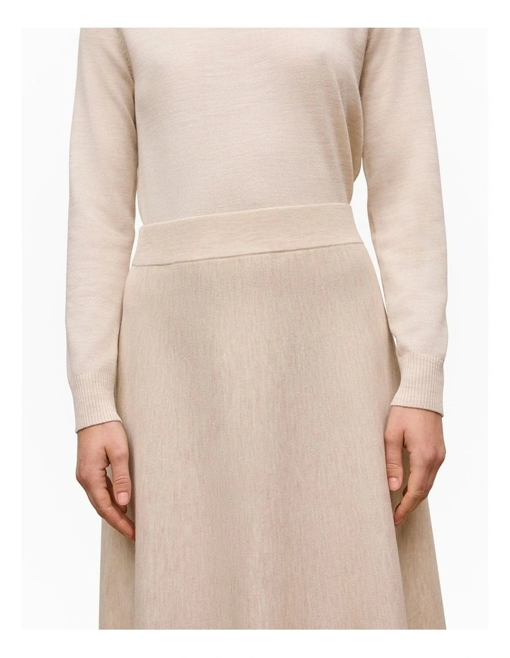 Merino Milano Knit Skirt in Oat Marle image 4