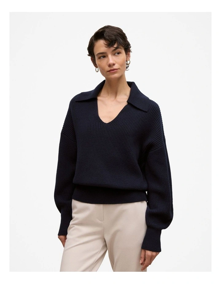 Merino Open Collar Knit in Night Sky image 1