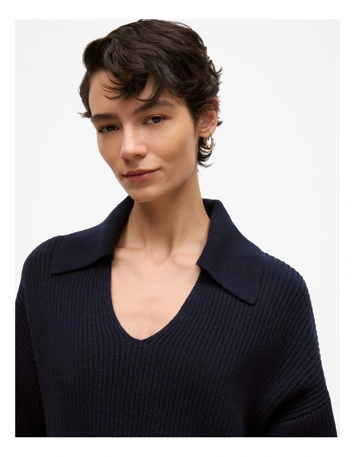 Merino Open Collar Knit in Night Sky image 4