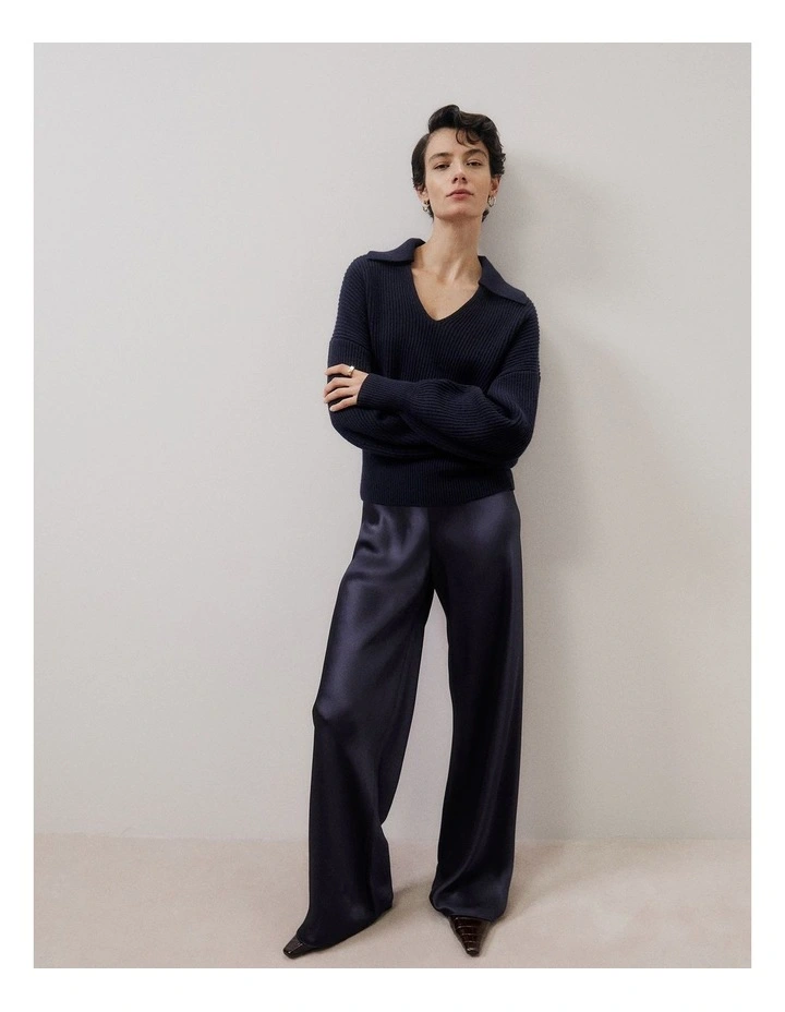 Merino Open Collar Knit in Night Sky image 6