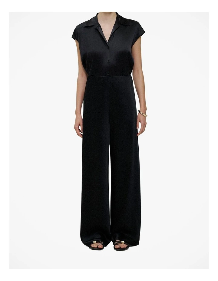 Satin Bias Cut Pant in Black image 1