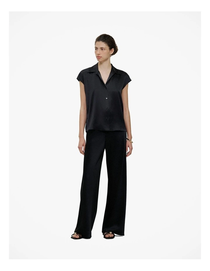 Satin Bias Cut Pant in Black image 2