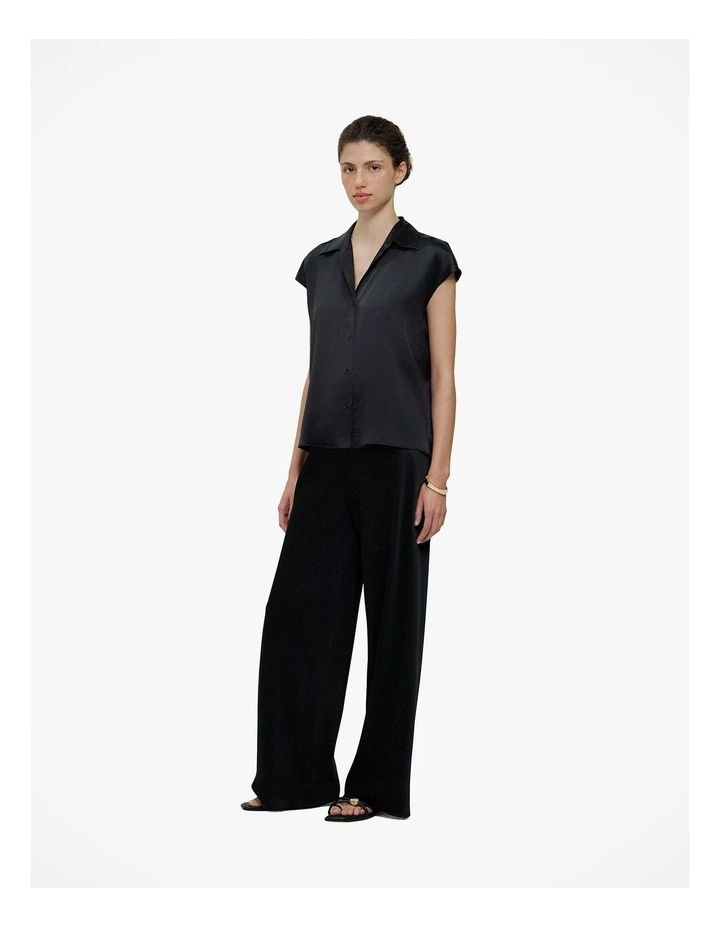 Satin Bias Cut Pant in Black image 4