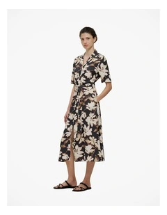 Calais Short Sleeve Shirt Dress in Black
