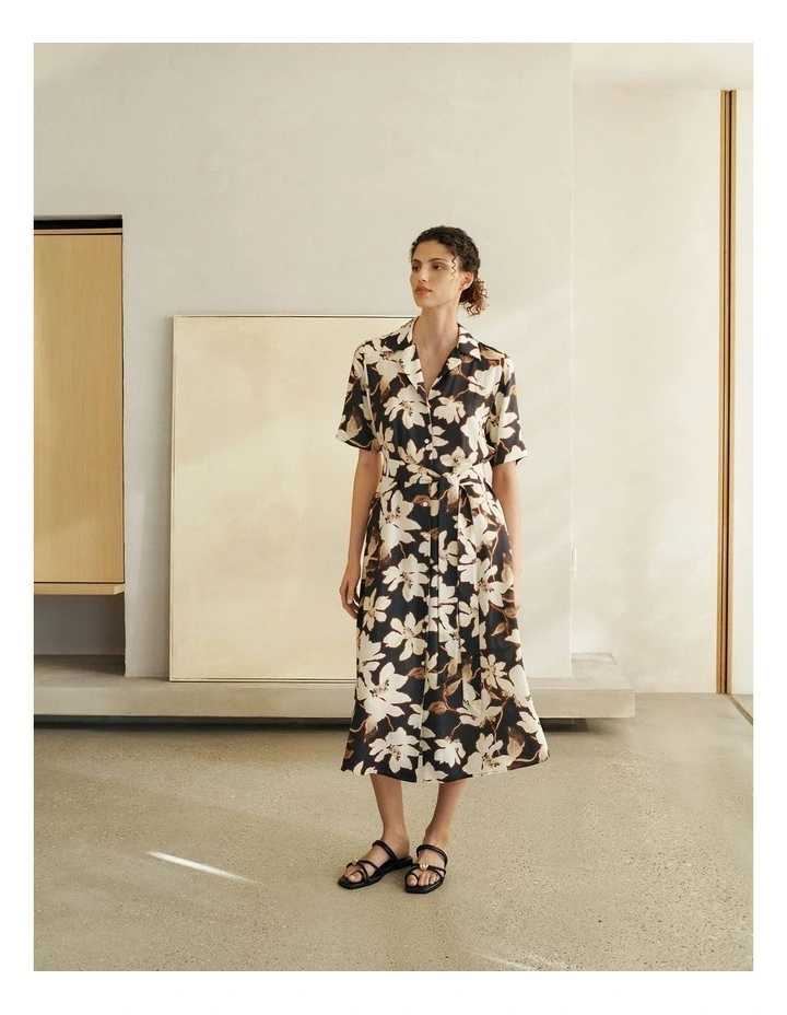 Calais Short Sleeve Shirt Dress in Black image 2