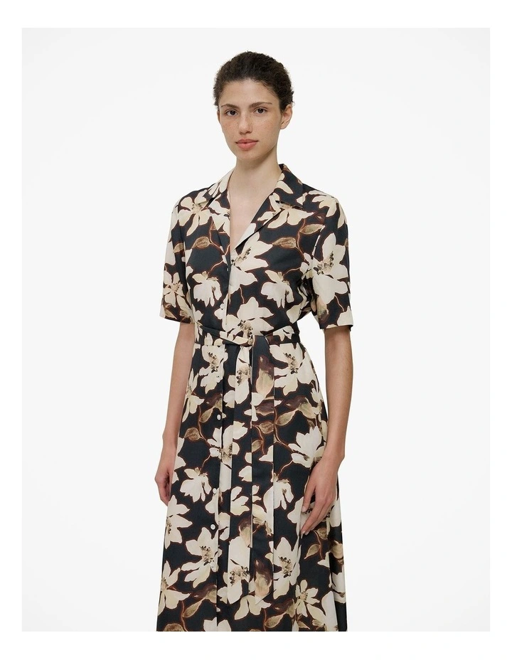 Calais Short Sleeve Shirt Dress in Black image 3