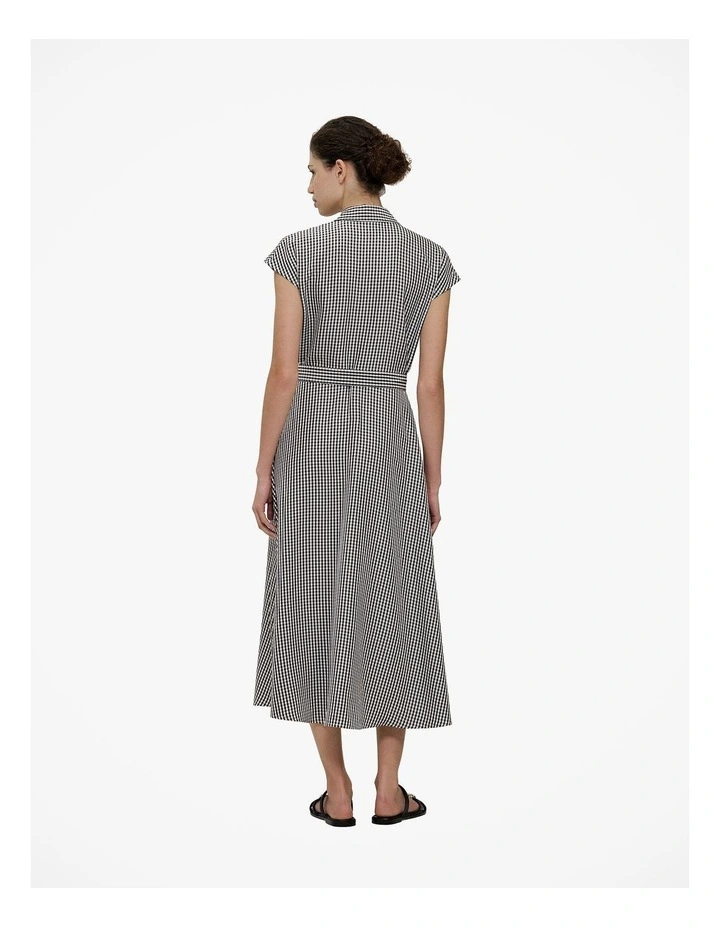 Gingham Belted Dress in Black image 5