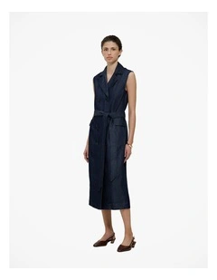 Denim Sleeveless Trench Dress in Rinse Wash