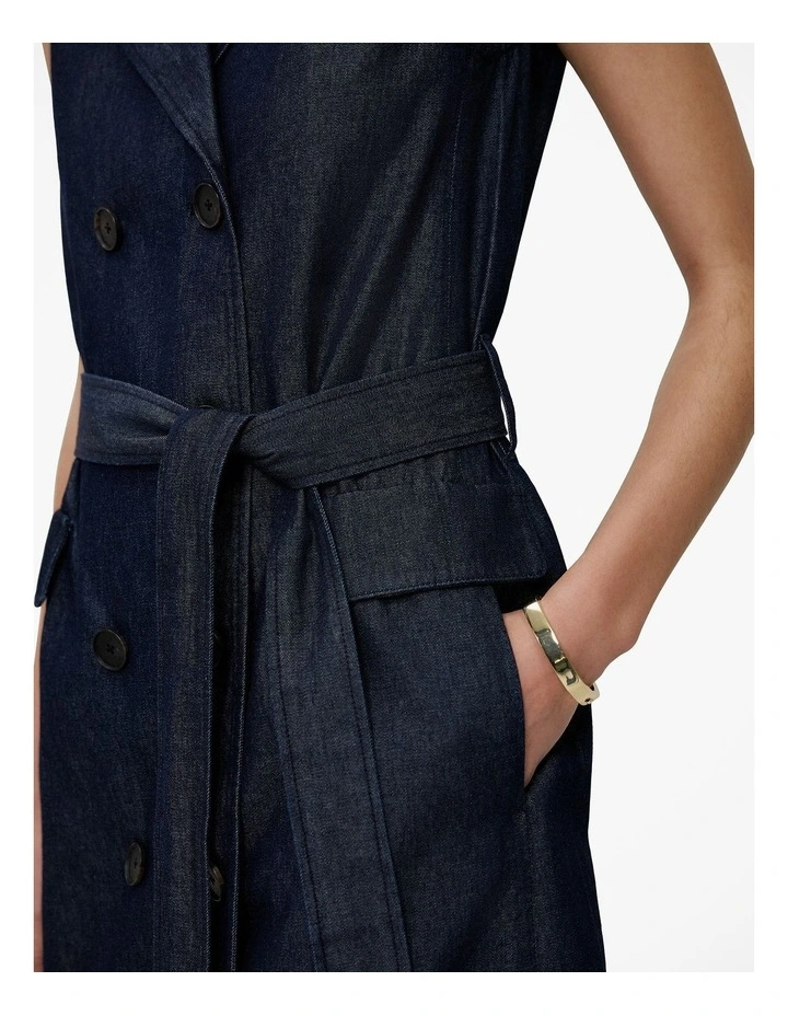 Denim Sleeveless Trench Dress in Rinse Wash image 3