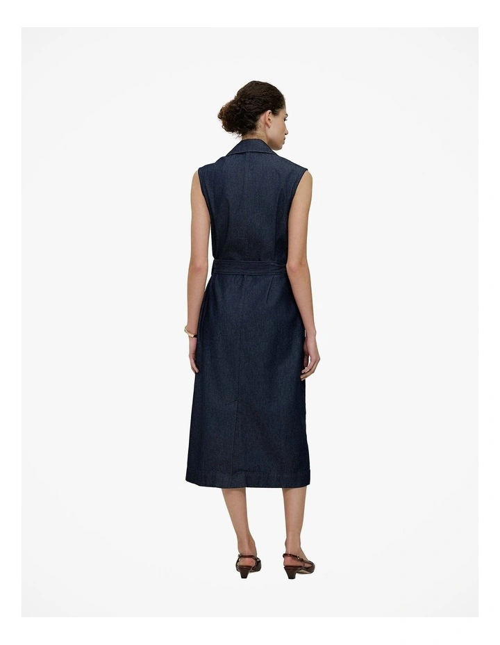 Denim Sleeveless Trench Dress in Rinse Wash image 5