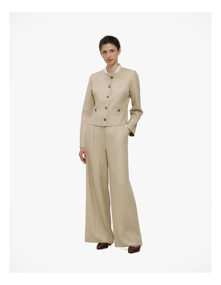 Textured Collarless Jacket in Clay image 3