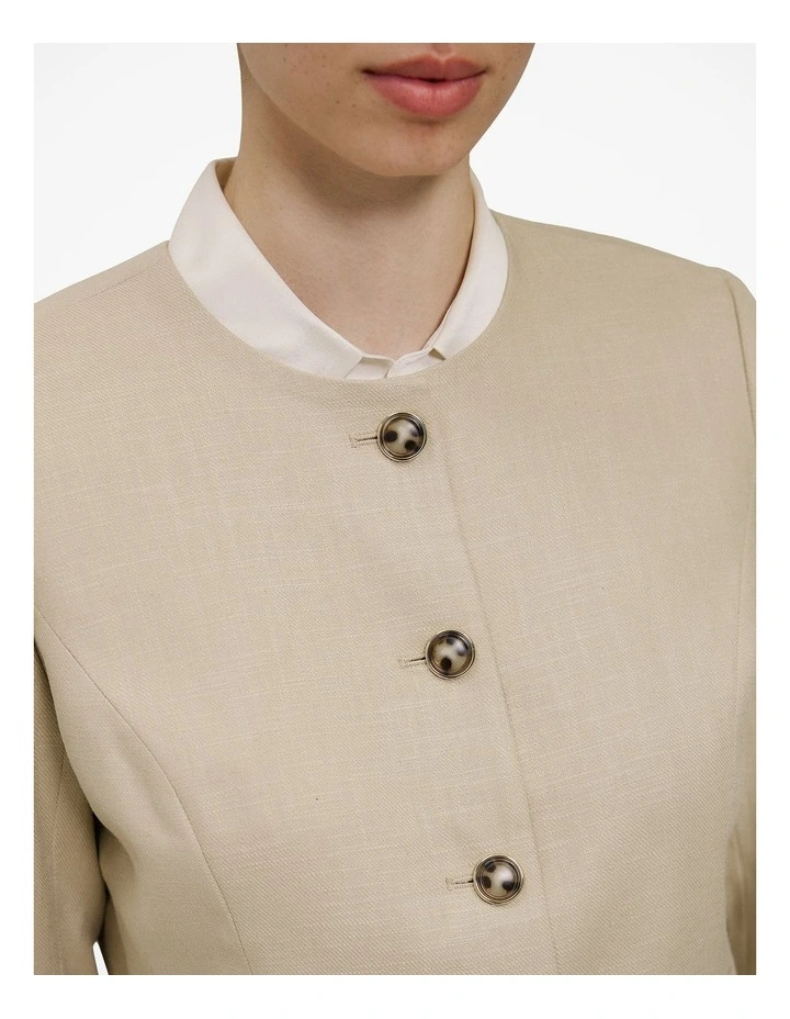 Textured Collarless Jacket in Clay image 4