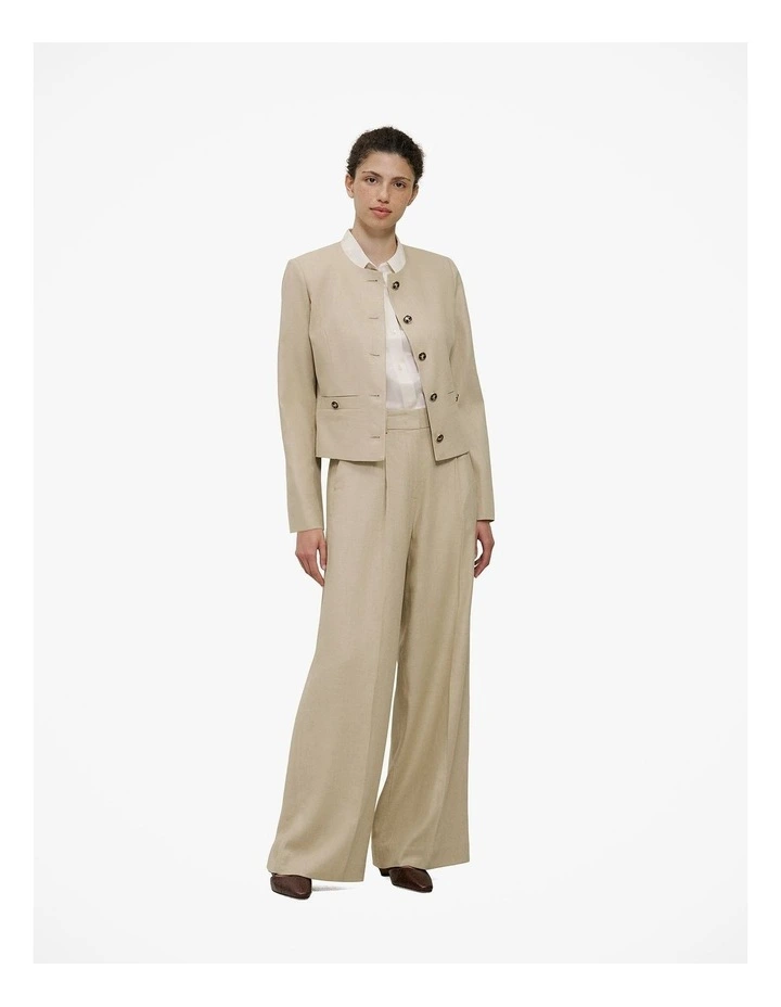 Textured Collarless Jacket in Clay image 5