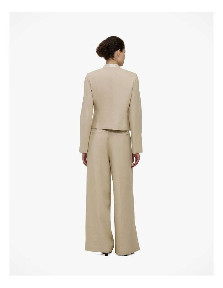Textured Collarless Jacket in Clay image 6