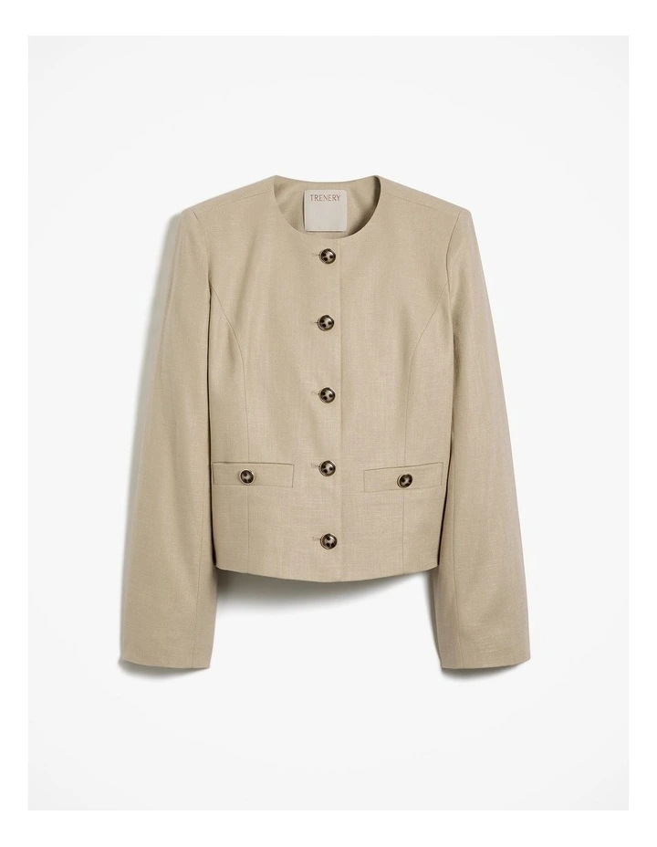 Textured Collarless Jacket in Clay image 7