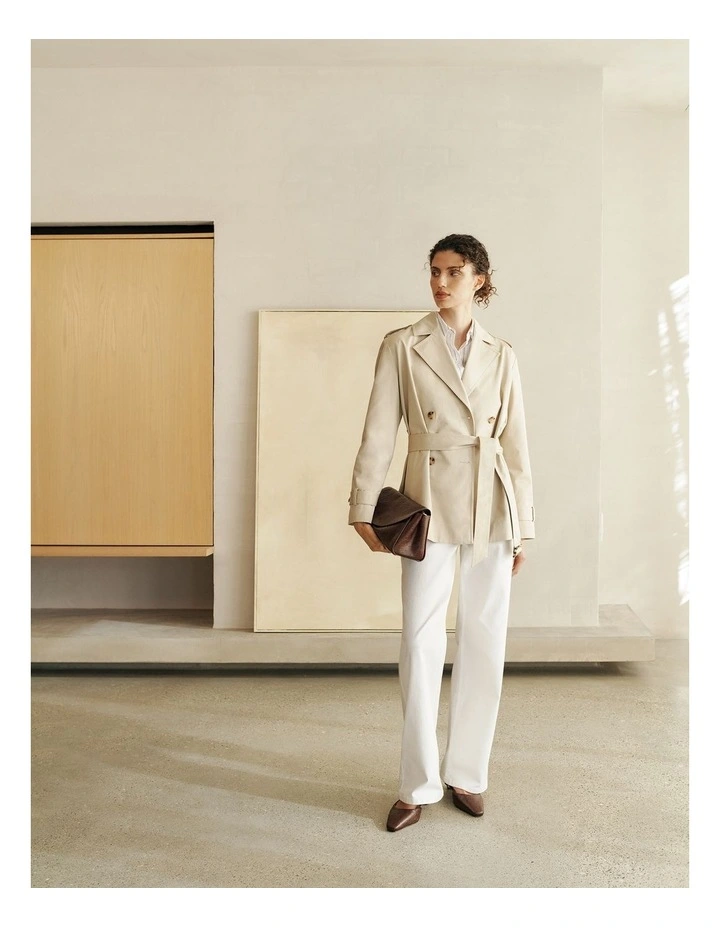 Short Belted Trench Coat in Clay image 2