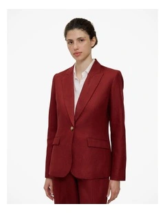 Linen Twill Single Breasted Blazer in Russet