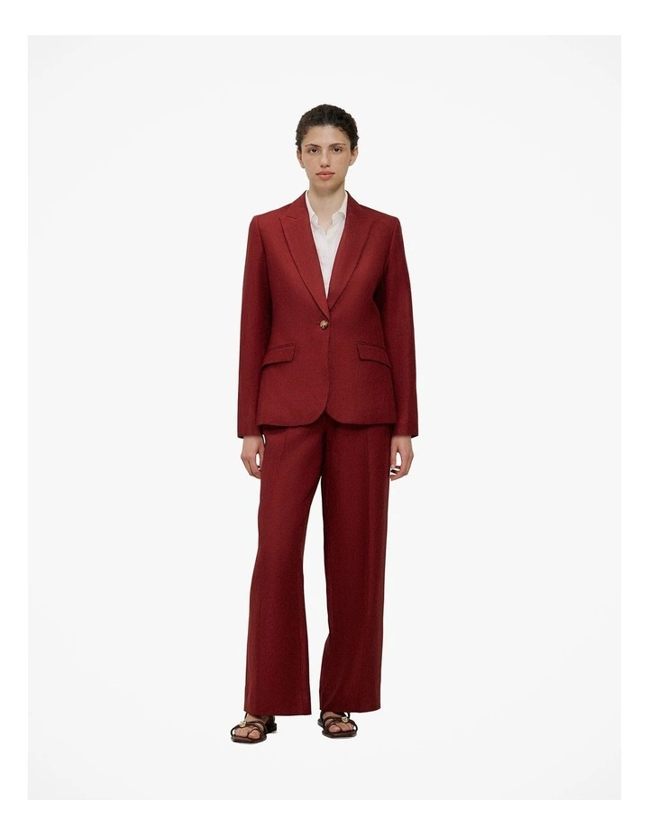 Linen Twill Single Breasted Blazer in Russet image 3