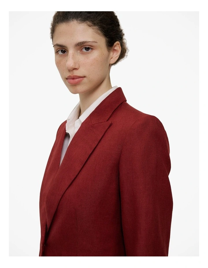 Linen Twill Single Breasted Blazer in Russet image 4