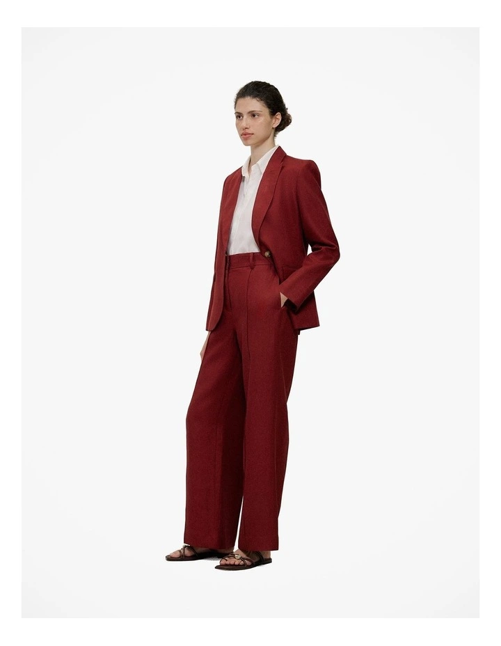 Linen Twill Single Breasted Blazer in Russet image 5
