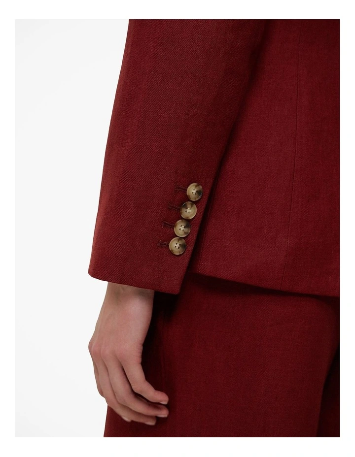 Linen Twill Single Breasted Blazer in Russet image 6