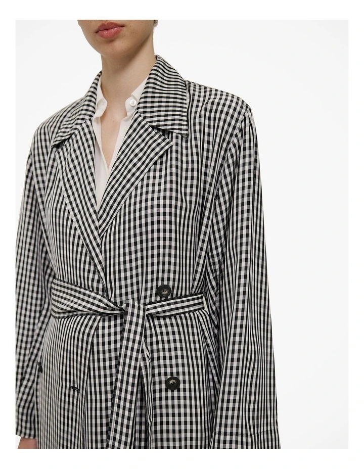 Gingham Lightweight Trench Coat in Black image 4