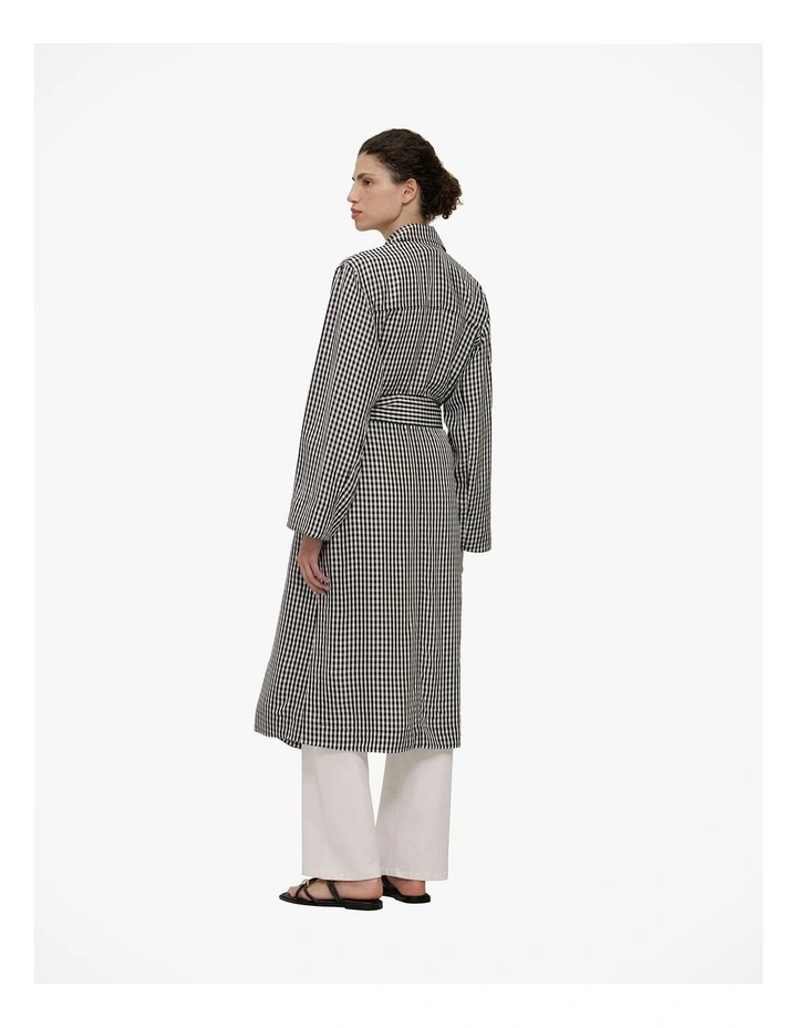 Gingham Lightweight Trench Coat in Black image 6