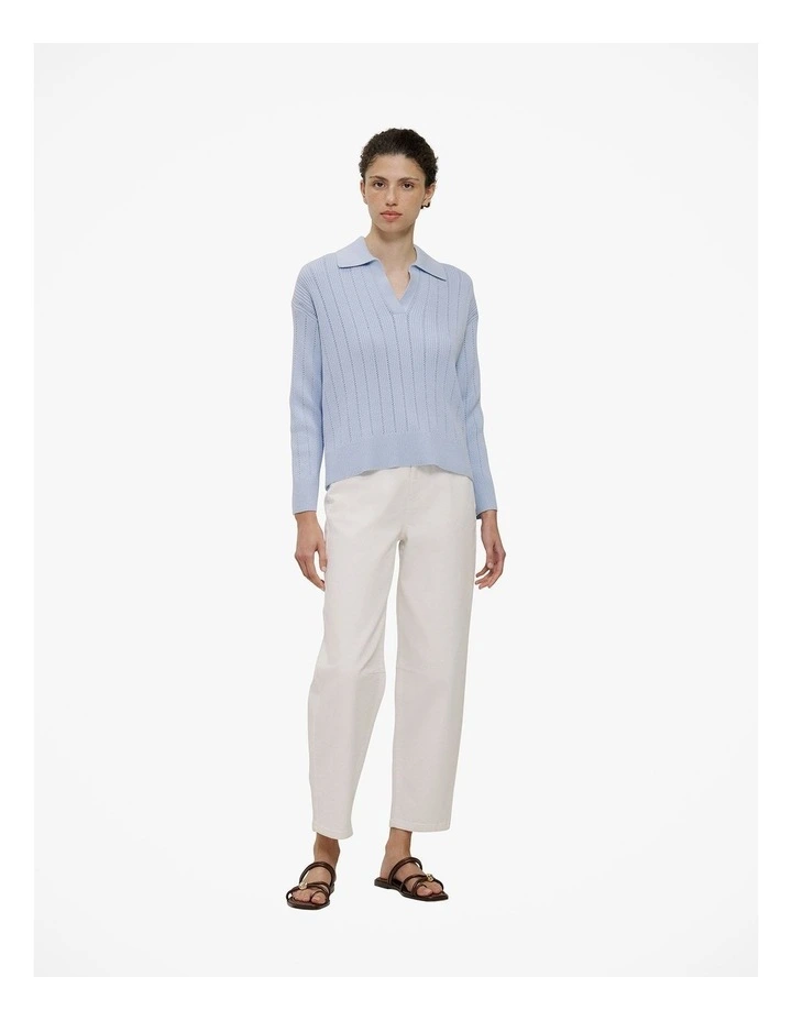Cotton Cashmere Fine Cable Polo in Blue Marble image 2